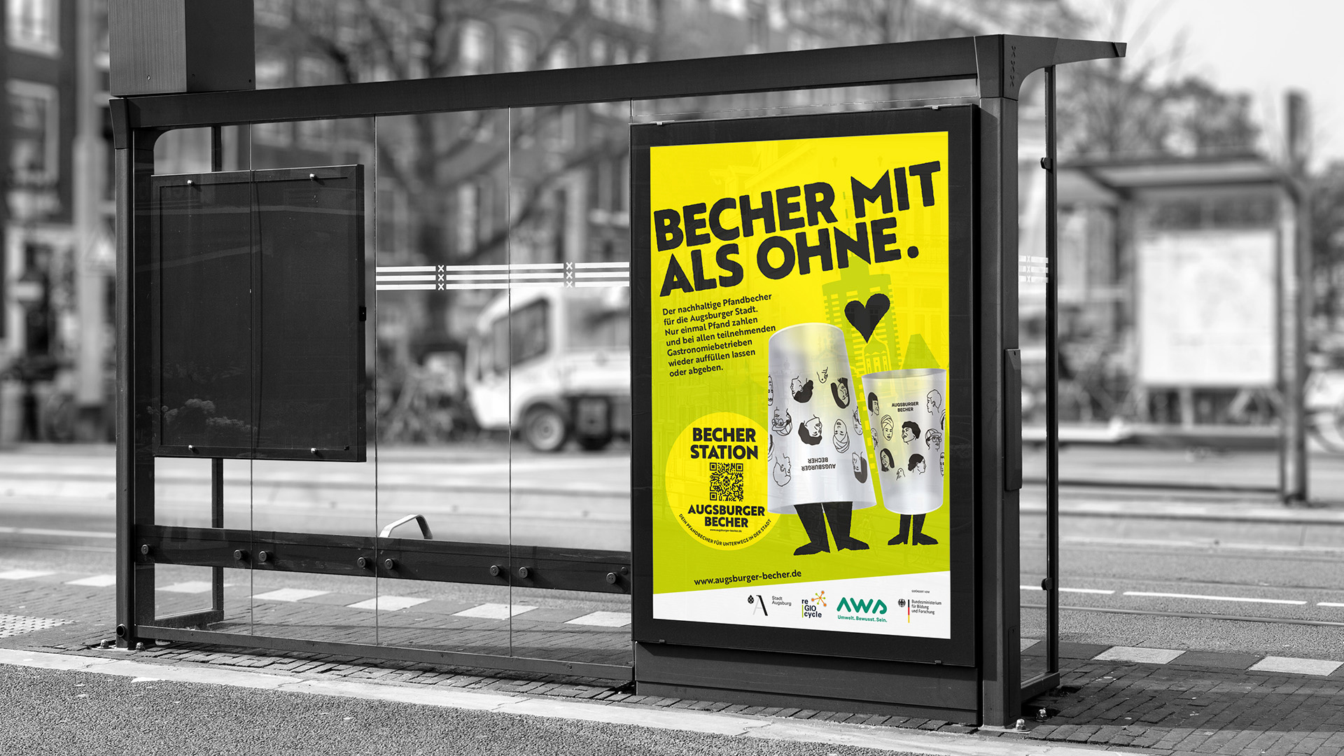 Plakat an Bushaltestelle
