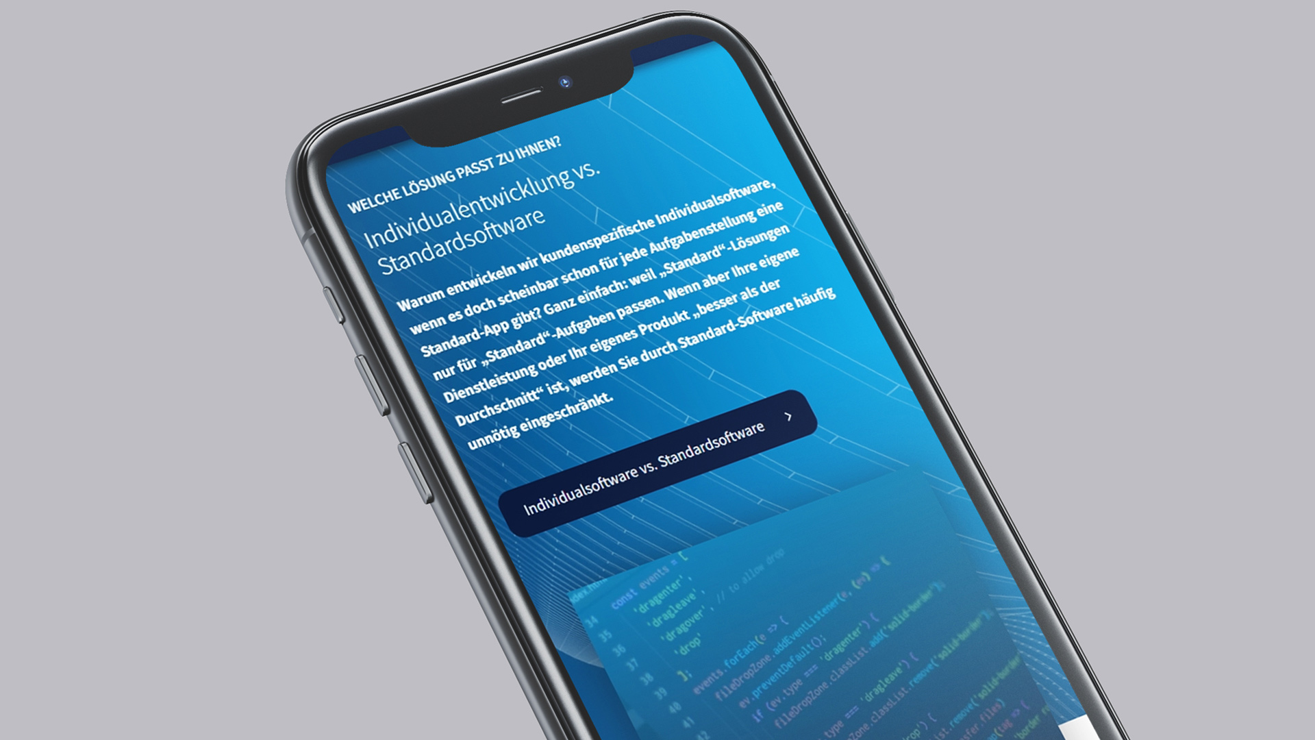 Ansicht der Webseite auf Smartphone