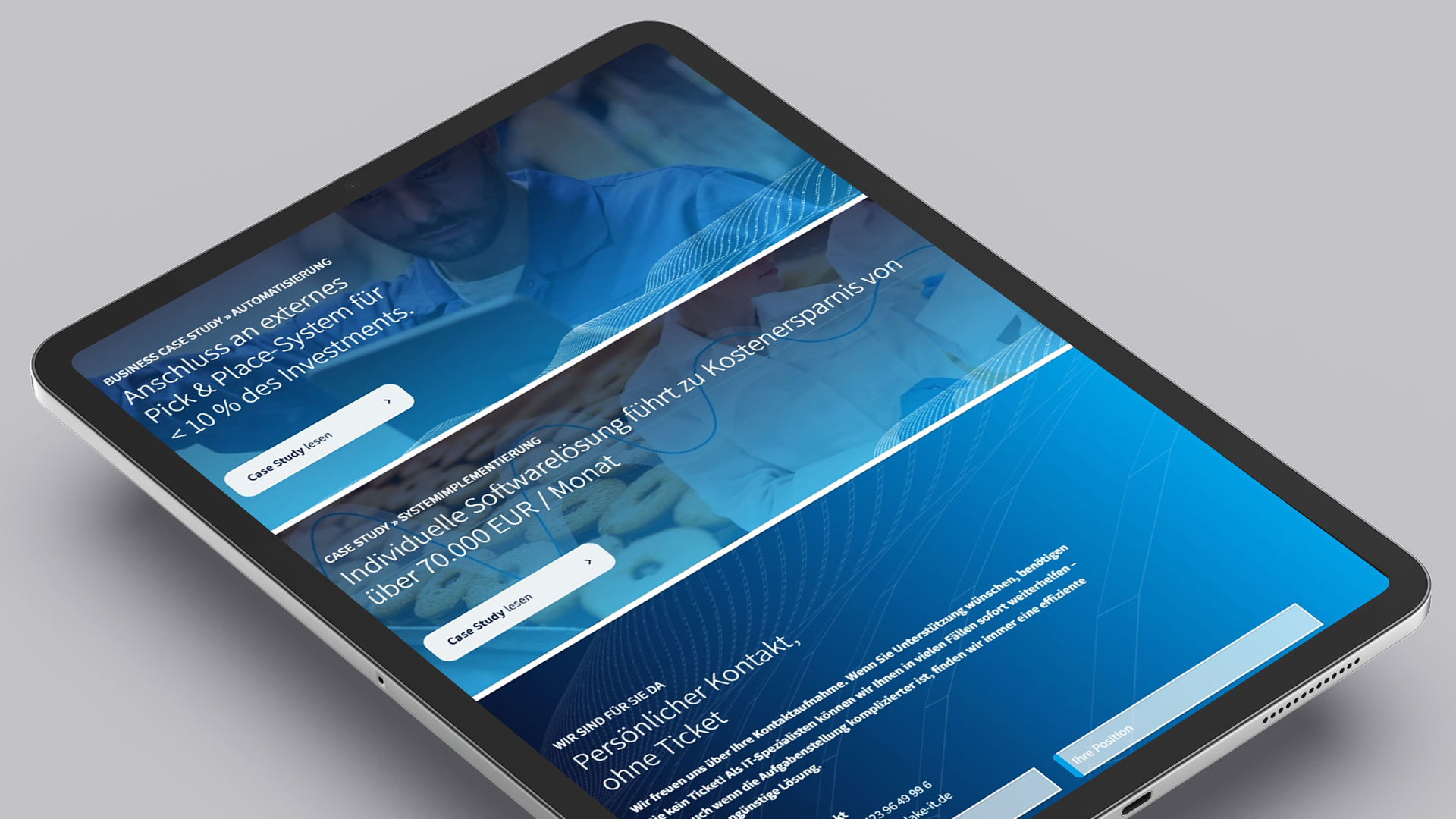 Ansicht der Webseite auf Tablet