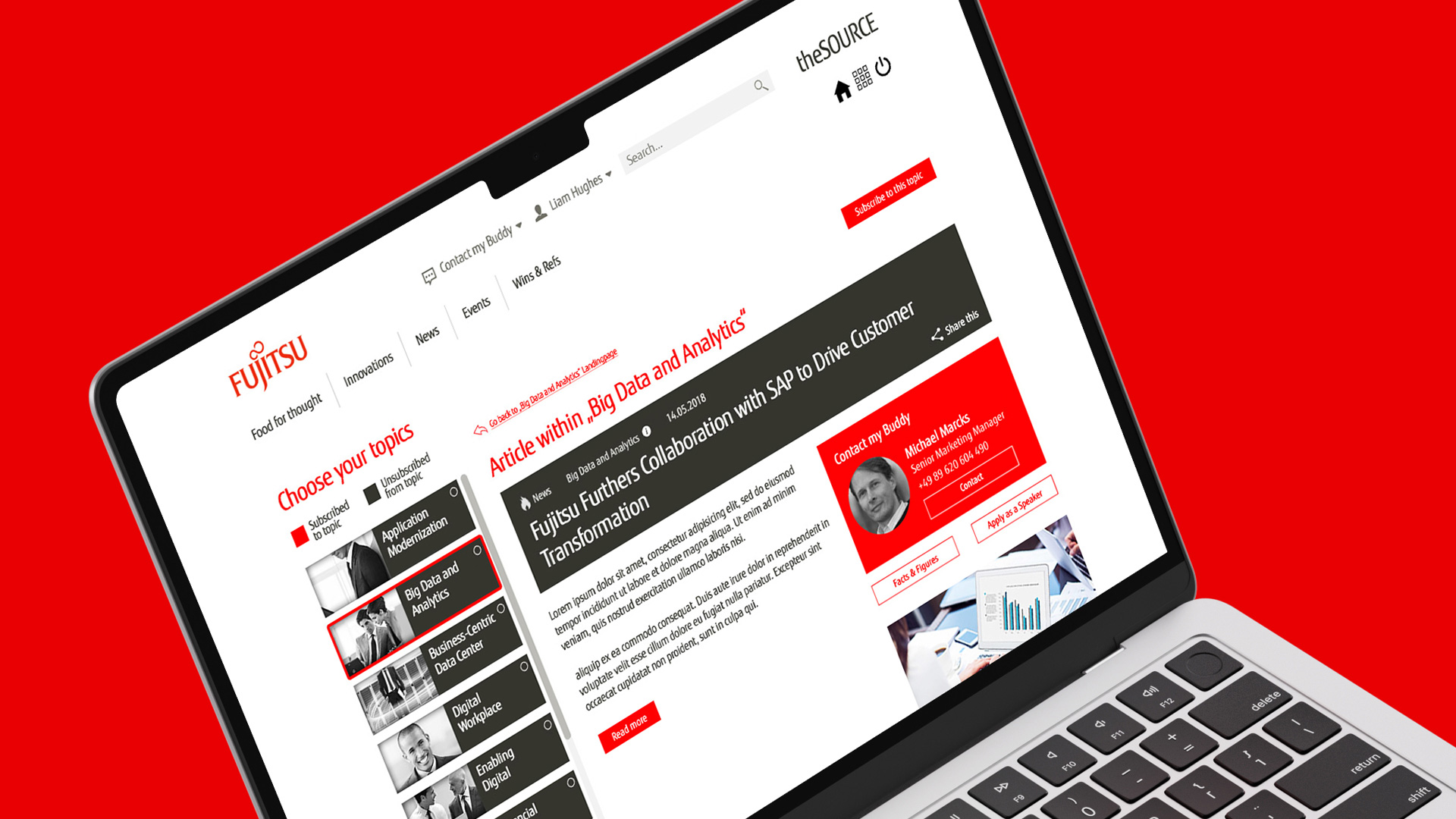 Ansicht der Webseite auf Laptop