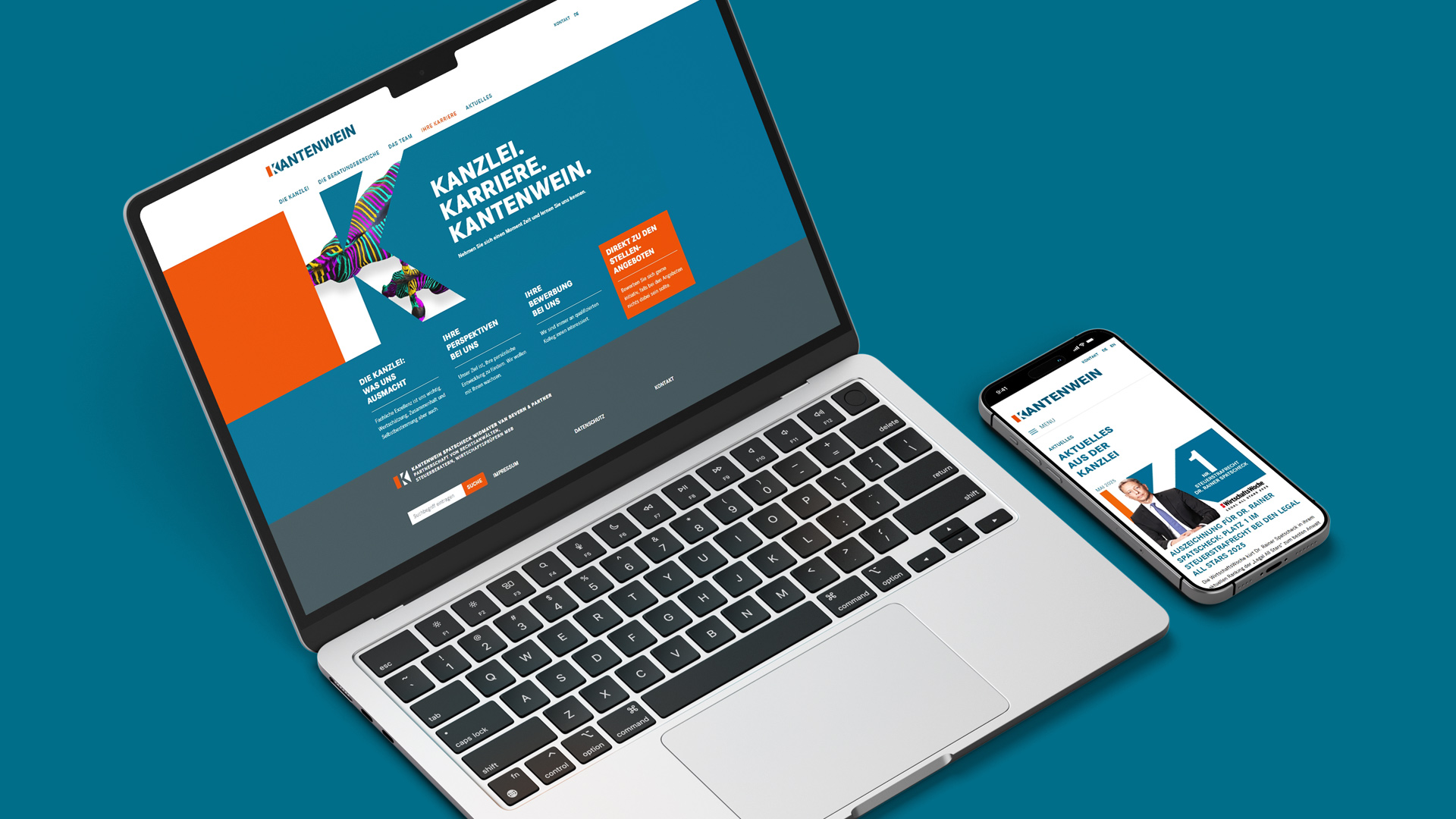 Webseite auf Laptop und Handy