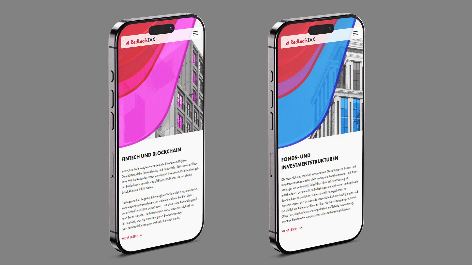 Webseite auf 2 Smartphones